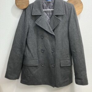 Y2K dELiA's Wool Blend Double Breasted Peacoat Medium Gray Lined Academia